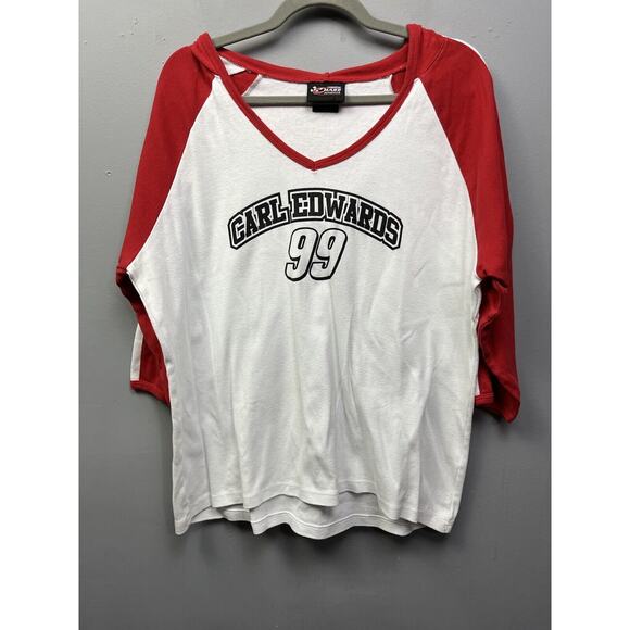 Nascar Carl Edwards Chase Authentics Hooded Sweatshirt Womens XL‎ Red White - Picture 1 of 7
